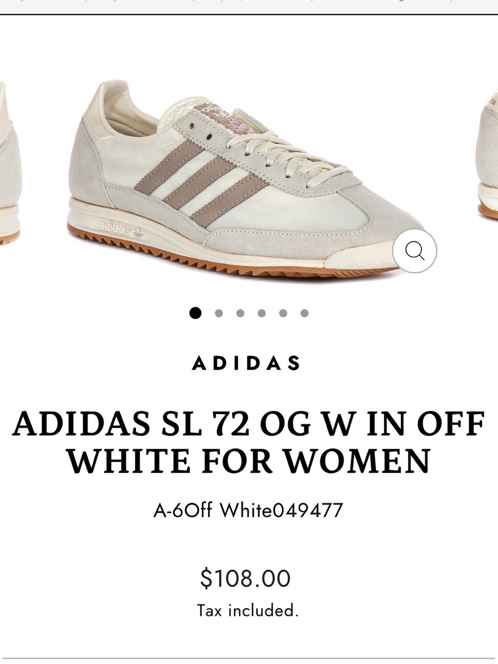 adidas SL 72 OG W IN OF WHITE FOR WOMEN